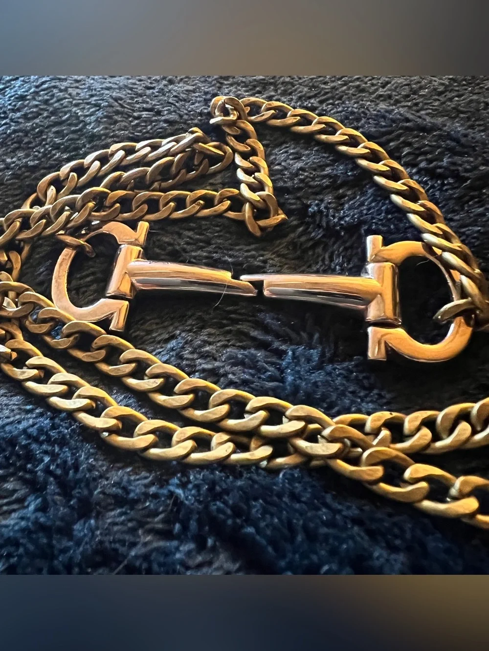 Men’s Ferragamo Horsebit Hardware Necklace | Two-tone Silver & Bronze 25” Chain